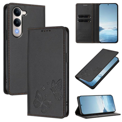 Strong Magnetic Dual Butterfly RFID Vegan Leather Phone Case, For vivo Y29s 5G Global / Y19 5G India, For vivo X200s 5G