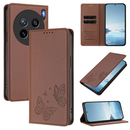 Strong Magnetic Dual Butterfly RFID Vegan Leather Phone Case, For vivo Y29s 5G Global / Y19 5G India, For vivo X200s 5G