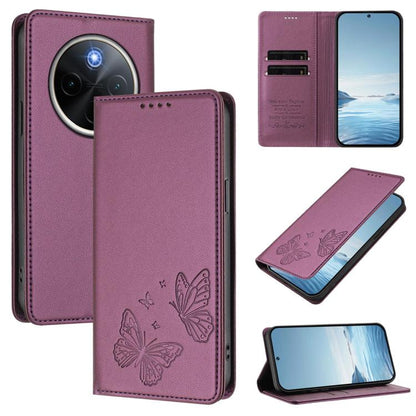 Strong Magnetic Dual Butterfly RFID Vegan Leather Phone Case, For vivo Y300 Pro+ 5G / T4 5G, For vivo V50 5G Global / V50e 5G