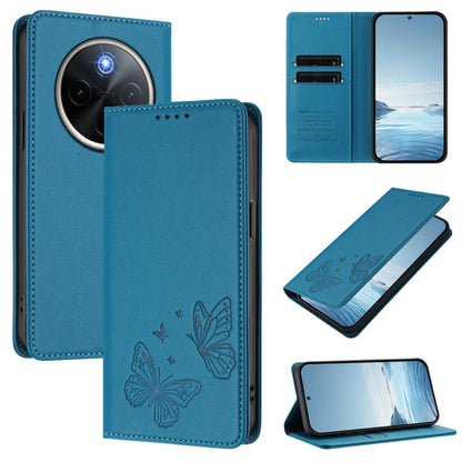 Strong Magnetic Dual Butterfly RFID Vegan Leather Phone Case, For vivo Y300 Pro+ 5G / T4 5G, For vivo V50 5G Global / V50e 5G