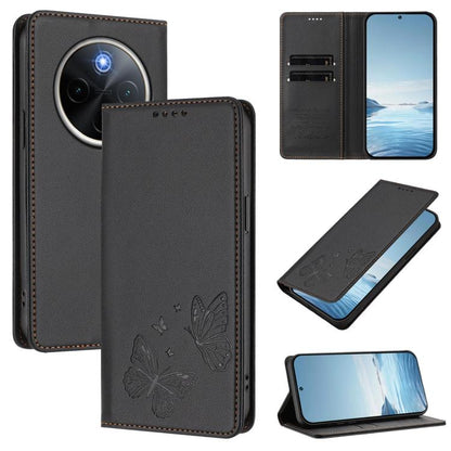 Strong Magnetic Dual Butterfly RFID Vegan Leather Phone Case, For vivo Y300 Pro+ 5G / T4 5G, For vivo V50 5G Global / V50e 5G