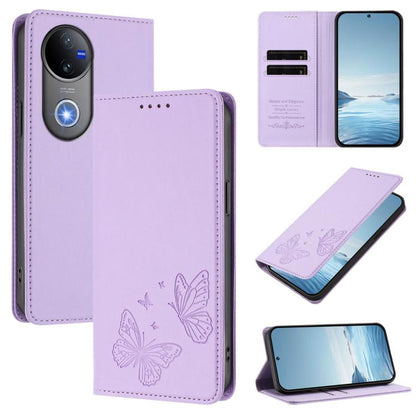 Strong Magnetic Dual Butterfly RFID Vegan Leather Phone Case, For vivo Y300 Pro+ 5G / T4 5G, For vivo V50 5G Global / V50e 5G