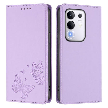 Strong Magnetic Dual Butterfly RFID Vegan Leather Phone Case, For vivo Y29 4G Global / T4x 5G / Y300T 5G, For vivo V50 Lite 5G / 4G Global
