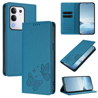 Strong Magnetic Dual Butterfly RFID Vegan Leather Phone Case, For vivo Y29 4G Global / T4x 5G / Y300T 5G, For vivo V50 Lite 5G / 4G Global