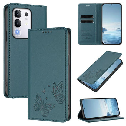 Strong Magnetic Dual Butterfly RFID Vegan Leather Phone Case, For vivo Y29 4G Global / T4x 5G / Y300T 5G, For vivo V50 Lite 5G / 4G Global