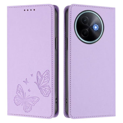 Strong Magnetic Dual Butterfly RFID Vegan Leather Phone Case, For vivo Y39 5G Global, For vivo Y19s 4G Global / Y29 5G India