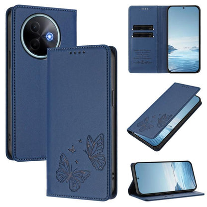 Strong Magnetic Dual Butterfly RFID Vegan Leather Phone Case, For vivo Y39 5G Global, For vivo Y19s 4G Global / Y29 5G India