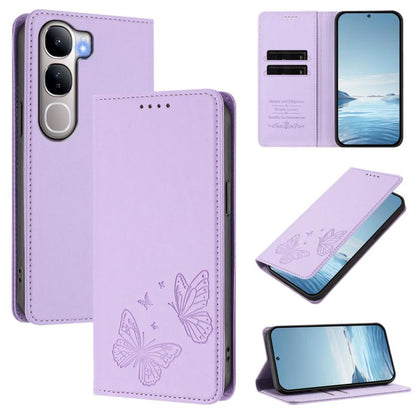 Strong Magnetic Dual Butterfly RFID Vegan Leather Phone Case, For vivo Y300 5G IDN / V40 Lite 5G / 4G IDN, For vivo X200 5G