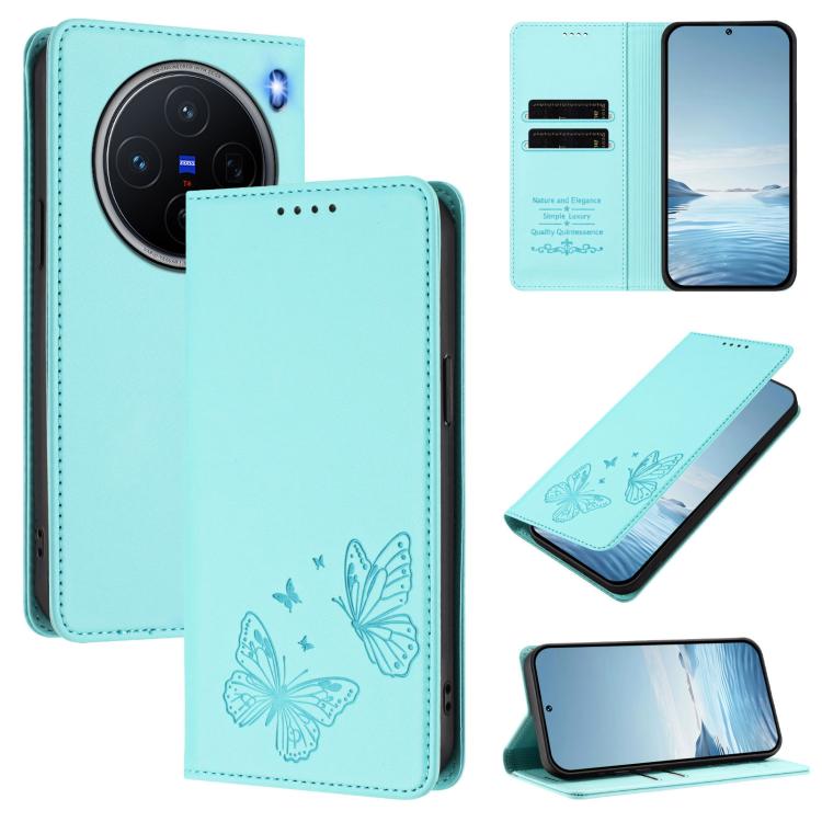 Strong Magnetic Dual Butterfly RFID Vegan Leather Phone Case, For vivo Y300 5G IDN / V40 Lite 5G / 4G IDN, For vivo X200 5G