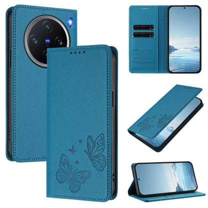 Strong Magnetic Dual Butterfly RFID Vegan Leather Phone Case, For vivo X200 Pro mini, For vivo X200 Pro 5G