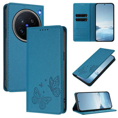 Strong Magnetic Dual Butterfly RFID Vegan Leather Phone Case, For vivo X200 Pro mini, For vivo X200 Pro 5G