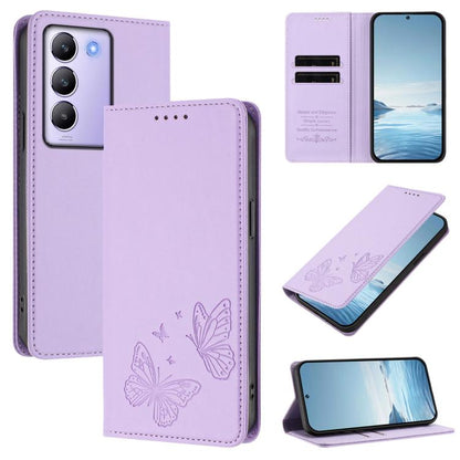 Strong Magnetic Dual Butterfly RFID Vegan Leather Phone Case, For vivo Y100 5G IDN / T3 5G IDN, For vivo V40e 5G India / iQOO Z9s 5G