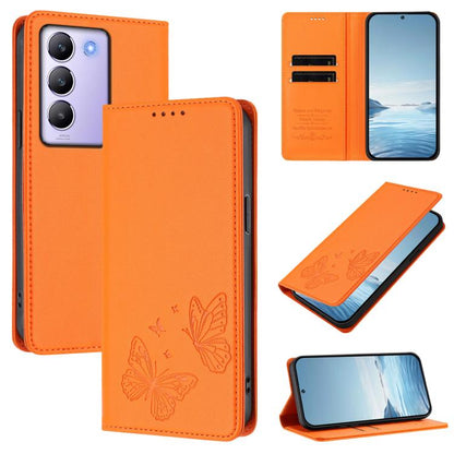 Strong Magnetic Dual Butterfly RFID Vegan Leather Phone Case, For vivo Y100 5G IDN / T3 5G IDN, For vivo V40e 5G India / iQOO Z9s 5G
