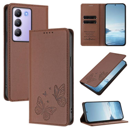 Strong Magnetic Dual Butterfly RFID Vegan Leather Phone Case, For vivo Y100 5G IDN / T3 5G IDN, For vivo V40e 5G India / iQOO Z9s 5G