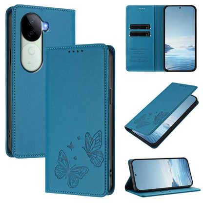 Strong Magnetic Dual Butterfly RFID Vegan Leather Phone Case, For vivo Y100 5G IDN / T3 5G IDN, For vivo V40e 5G India / iQOO Z9s 5G