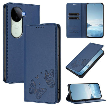 Strong Magnetic Dual Butterfly RFID Vegan Leather Phone Case, For vivo Y100 5G IDN / T3 5G IDN, For vivo V40e 5G India / iQOO Z9s 5G