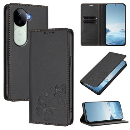 Strong Magnetic Dual Butterfly RFID Vegan Leather Phone Case, For vivo Y100 5G IDN / T3 5G IDN, For vivo V40e 5G India / iQOO Z9s 5G