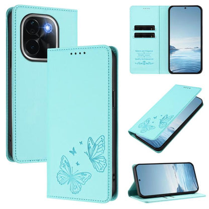 Strong Magnetic Dual Butterfly RFID Vegan Leather Phone Case, For vivo iQOO Z9s Pro 5G / T3 Pro 5G India, For vivo V40 5G / V40 Pro 5G Global