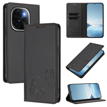 Strong Magnetic Dual Butterfly RFID Vegan Leather Phone Case, For vivo iQOO Z9s Pro 5G / T3 Pro 5G India, For vivo V40 5G / V40 Pro 5G Global