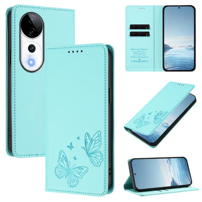 Strong Magnetic Dual Butterfly RFID Vegan Leather Phone Case, For vivo iQOO Z9s Pro 5G / T3 Pro 5G India, For vivo V40 5G / V40 Pro 5G Global