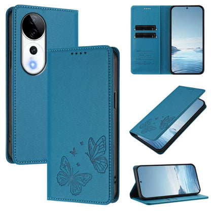 Strong Magnetic Dual Butterfly RFID Vegan Leather Phone Case, For vivo iQOO Z9s Pro 5G / T3 Pro 5G India, For vivo V40 5G / V40 Pro 5G Global