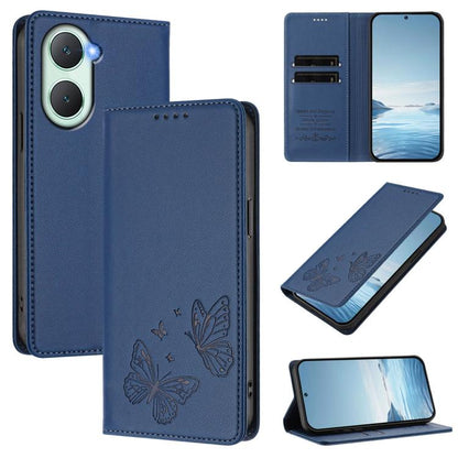 Strong Magnetic Dual Butterfly RFID Vegan Leather Phone Case, For vivo Y03 4G / Y18 4G / Y28s Global, For vivo S19
