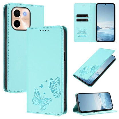 Strong Magnetic Dual Butterfly RFID Vegan Leather Phone Case, For vivo Y28 4G Global, For vivo X100 Pro / X100s Pro 5G