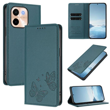 Strong Magnetic Dual Butterfly RFID Vegan Leather Phone Case, For vivo Y28 4G Global, For vivo X100 Pro / X100s Pro 5G