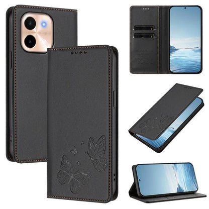 Strong Magnetic Dual Butterfly RFID Vegan Leather Phone Case, For vivo Y28 4G Global, For vivo X100 Pro / X100s Pro 5G