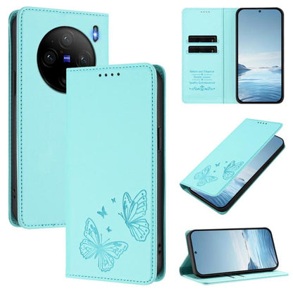 Strong Magnetic Dual Butterfly RFID Vegan Leather Phone Case, For vivo X100s 5G, For vivo Y38 5G / T3x 5G Global