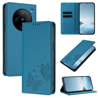 Strong Magnetic Dual Butterfly RFID Vegan Leather Phone Case, For vivo X100s 5G, For vivo Y38 5G / T3x 5G Global