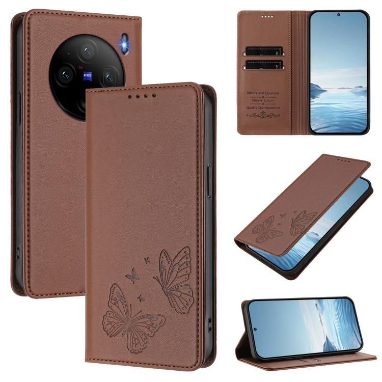 Strong Magnetic Dual Butterfly RFID Vegan Leather Phone Case, For vivo X100s 5G, For vivo Y38 5G / T3x 5G Global