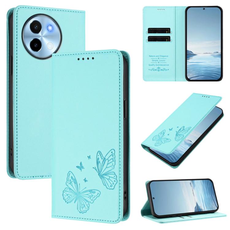 Strong Magnetic Dual Butterfly RFID Vegan Leather Phone Case, For vivo X100s 5G, For vivo Y38 5G / T3x 5G Global