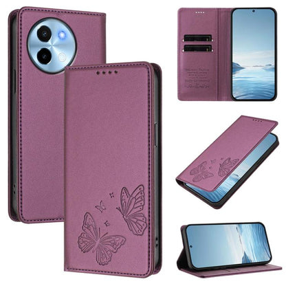 Strong Magnetic Dual Butterfly RFID Vegan Leather Phone Case, For vivo X100s 5G, For vivo Y38 5G / T3x 5G Global