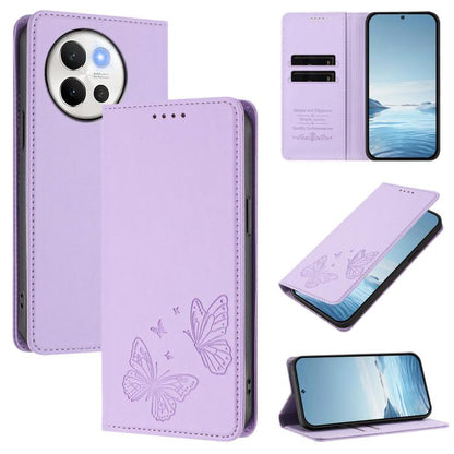 Strong Magnetic Dual Butterfly RFID Vegan Leather Phone Case, For vivo V40 Lite 5G / V30e 5G Global, For vivo iQOO Z9x
