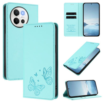 Strong Magnetic Dual Butterfly RFID Vegan Leather Phone Case, For vivo V40 Lite 5G / V30e 5G Global, For vivo iQOO Z9x
