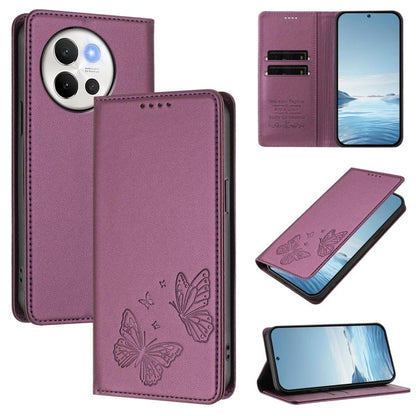 Strong Magnetic Dual Butterfly RFID Vegan Leather Phone Case, For vivo V40 Lite 5G / V30e 5G Global, For vivo iQOO Z9x