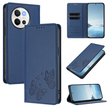 Strong Magnetic Dual Butterfly RFID Vegan Leather Phone Case, For vivo V40 Lite 5G / V30e 5G Global, For vivo iQOO Z9x