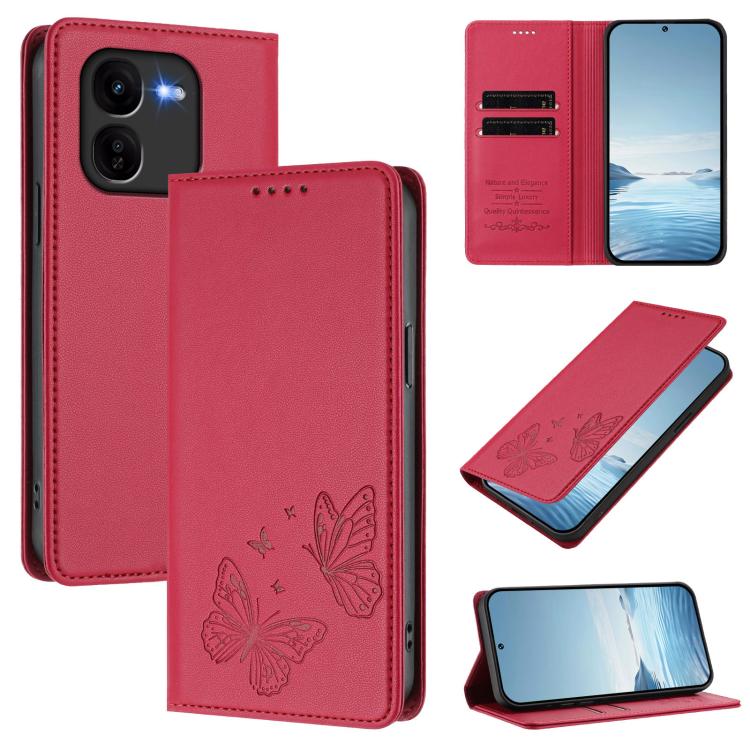 Strong Magnetic Dual Butterfly RFID Vegan Leather Phone Case, For vivo V40 Lite 5G / V30e 5G Global, For vivo iQOO Z9x
