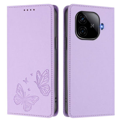 Strong Magnetic Dual Butterfly RFID Vegan Leather Phone Case, For vivo iQOO Z9 / Z9 Turbo, For vivo V29e 5G / Y200 5G / V30 Lite 5G Global