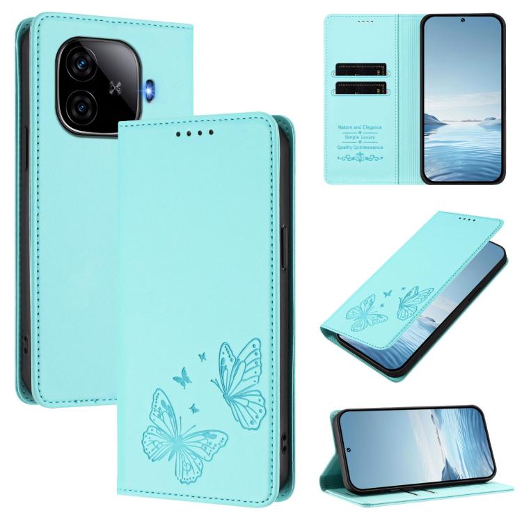 Strong Magnetic Dual Butterfly RFID Vegan Leather Phone Case, For vivo iQOO Z9 / Z9 Turbo, For vivo V29e 5G / Y200 5G / V30 Lite 5G Global