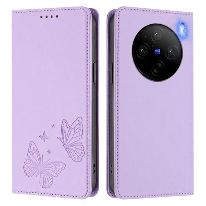 Strong Magnetic Dual Butterfly RFID Vegan Leather Phone Case, For vivo X100 5G, For vivo Y27s 4G / Y36 4G