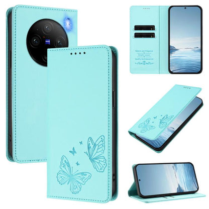 Strong Magnetic Dual Butterfly RFID Vegan Leather Phone Case, For vivo X100 5G, For vivo Y27s 4G / Y36 4G