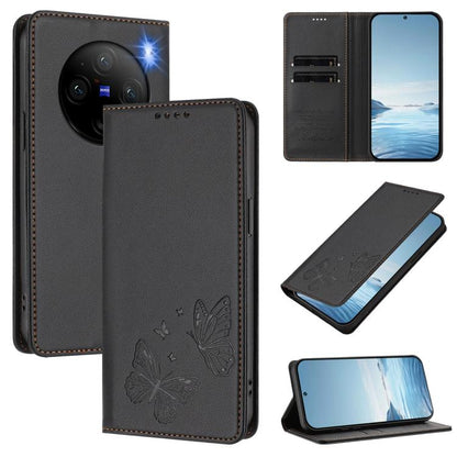 Strong Magnetic Dual Butterfly RFID Vegan Leather Phone Case, For vivo X100 5G, For vivo Y27s 4G / Y36 4G