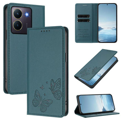 Strong Magnetic Dual Butterfly RFID Vegan Leather Phone Case, For vivo X100 5G, For vivo Y27s 4G / Y36 4G