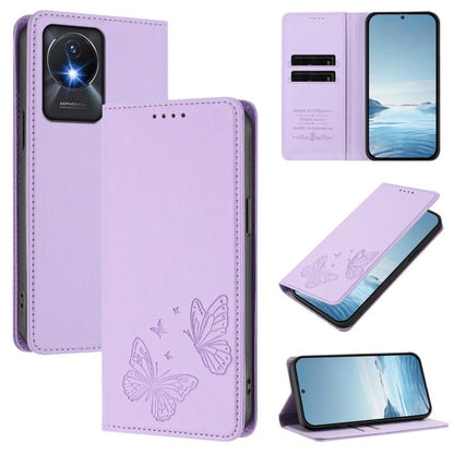 Strong Magnetic Dual Butterfly RFID Vegan Leather Phone Case, For vivo Y02a 4G / Y02 4G / Y11 / Y02t, For vivo Y78+ 5G / Y78 5G Global