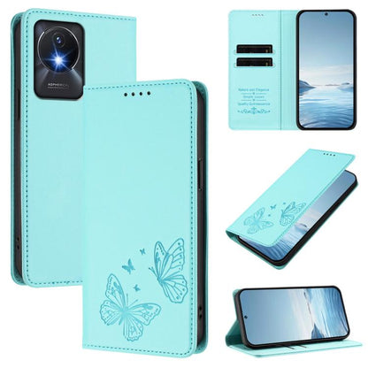 Strong Magnetic Dual Butterfly RFID Vegan Leather Phone Case, For vivo Y02a 4G / Y02 4G / Y11 / Y02t, For vivo Y78+ 5G / Y78 5G Global