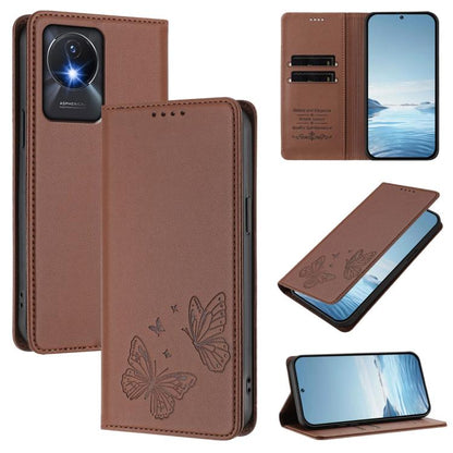 Strong Magnetic Dual Butterfly RFID Vegan Leather Phone Case, For vivo Y02a 4G / Y02 4G / Y11 / Y02t, For vivo Y78+ 5G / Y78 5G Global