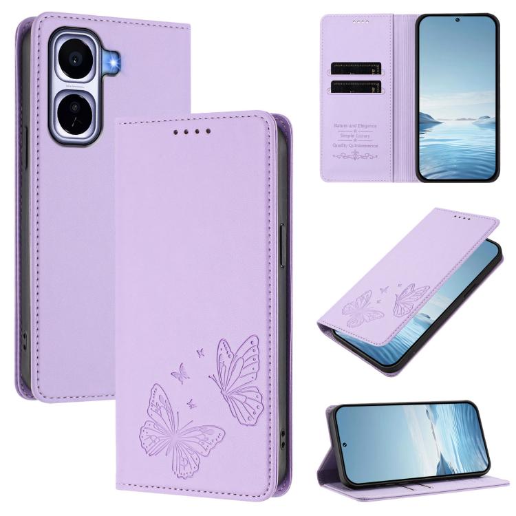 Strong Magnetic Dual Butterfly RFID Vegan Leather Phone Case, For vivo iQOO Neo11, For vivo Y55s 5G / Y55 5G / Y75 5G