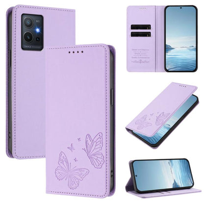 Strong Magnetic Dual Butterfly RFID Vegan Leather Phone Case, For vivo iQOO Neo11, For vivo Y55s 5G / Y55 5G / Y75 5G